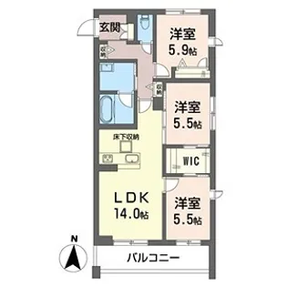 シャーメゾンさくら【1階】の間取り
