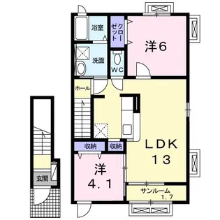 ドゥーエフィオーレII【2階】の間取り