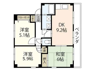 ラ・プラージュ屋代【3階】の間取り