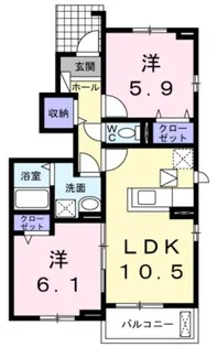 2LDKの間取り画像