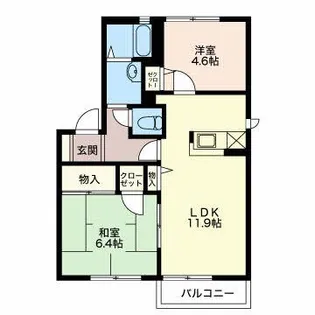 フォーレス旭【2階】の間取り