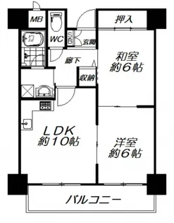 大阪府大阪市東住吉区住道矢田5【マンション】の間取り