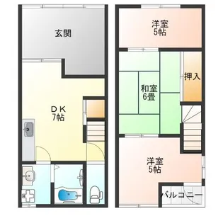 大阪府大阪市西成区天下茶屋2【一戸建】の間取り