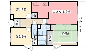 兵庫県西宮市上甲子園2【マンション】の間取り