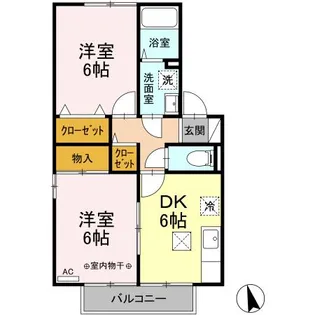 フラワーレジデンスJUN C【1階】の間取り