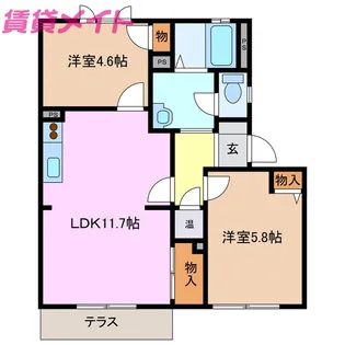 テクノハイツ藤C棟【1階】の間取り