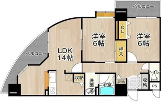 フェルザ住之江公園【7階】の間取り