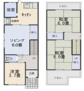 大阪府貝塚市中町【一戸建】の間取り