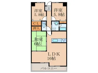 ライフマンション飯塚駅【2階】の間取り