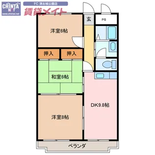 エクスクリエ桜橋【4階】の間取り