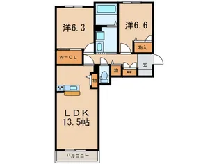 シャ-メゾン岡治II【3階】の間取り