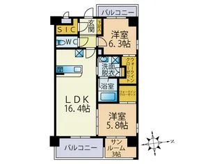 ライフ姪の浜【2階】の間取り