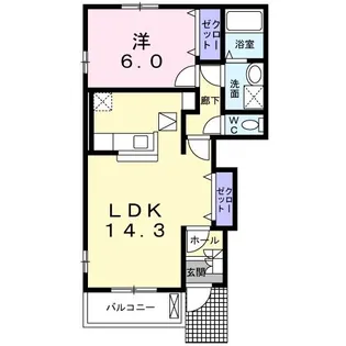 ソレアード萩山【1階】の間取り