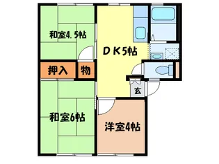 岸城ハイツA棟【1階】の間取り