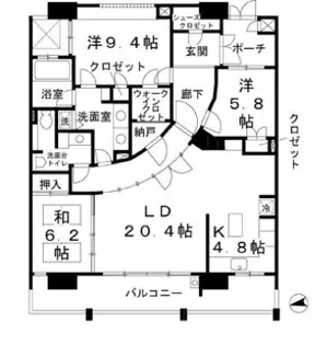ロイヤルパークスなんば【14階】の間取り