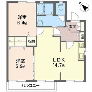 サニーハイツゆうりん館 A【2階】の間取り