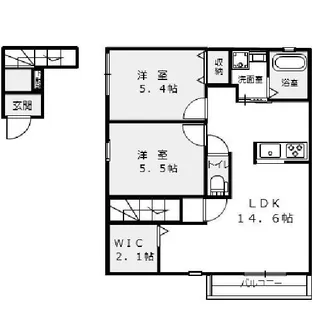ル シエル西条【2階】の間取り