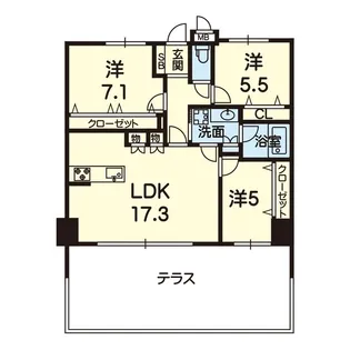 グランフォーレ京町レジデンス 103号【1階】の間取り