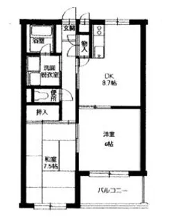 橋市マンション夕顔瀬【1階】の間取り