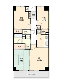 神奈川県横浜市青葉区市ケ尾町【マンション】の間取り