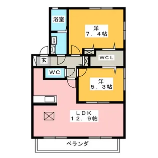 コートセルポアB【1階】の間取り