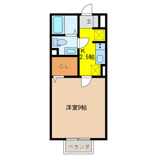 岐阜県岐阜市茜部菱野3【アパート】の間取り