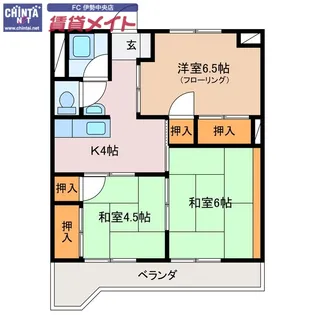 エイワハイツ【2階】の間取り