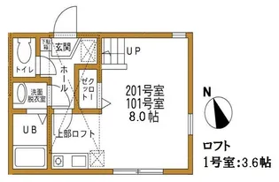 ハーミットクラブハウス和田町オーパス・ワンI【2階】の間取り