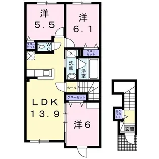 ル・コンフォー 豊岡【2階】の間取り