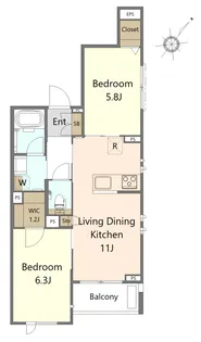 Via Sole 大井町【2階】の間取り