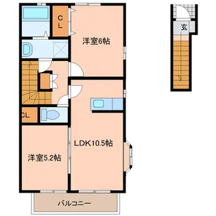 エブリーI【2階】の間取り