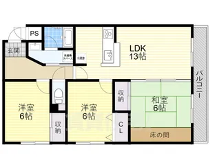 フロレセール茨木【6階】の間取り