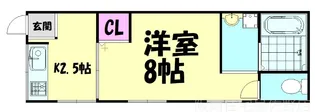 鶴原ワンルームマンション【2階】の間取り