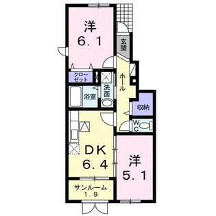 ピュアマーラB【1階】の間取り