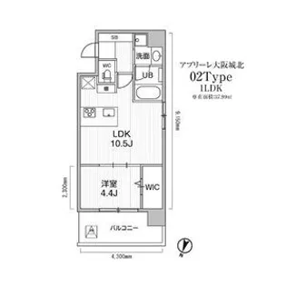 アプリーレ大阪城北【7階】の間取り
