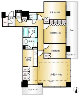 BELISTAタワー東戸塚【26階】の間取り