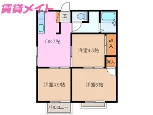 エステートピア光A棟【2階】の間取り
