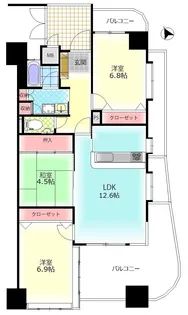 パークサイドにし新町【14階】の間取り