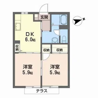 ディアス・ワールドワン B【1階】の間取り
