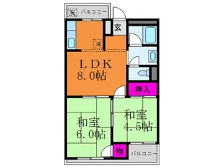 長野コ-ポB棟【2階】の間取り