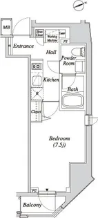 東京都港区新橋5【マンション】の間取り
