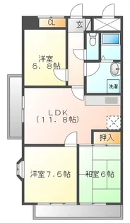 グランドール沖野上【3階】の間取り