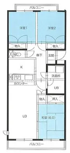 牛久ロイヤルレジデンスB棟【2階】の間取り