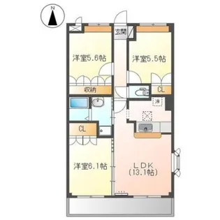 シャン・ド・ボヌール【1階】の間取り