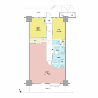 ダイアパレスシアース万代 南棟【10階】の間取り