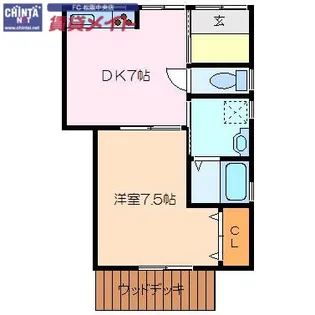 インターウエスト【1階】の間取り