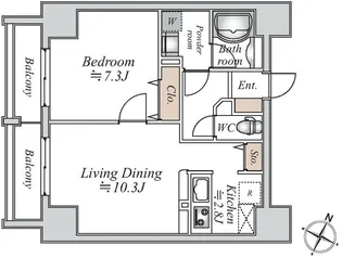 ドゥーエ千駄木【8階】の間取り