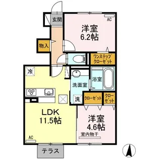 ウインディアB【1階】の間取り
