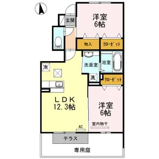 カーサアリエッタA・B・C C棟【1階】の間取り