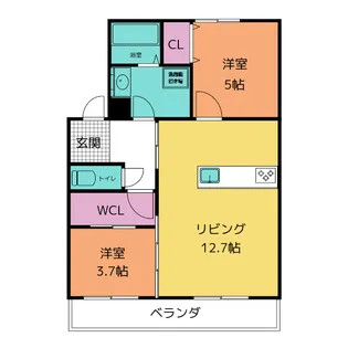 クラウン杉本B【3階】の間取り